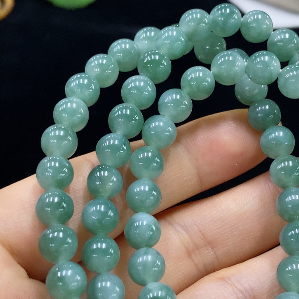 F32708117 Jadeite Bead Necklace Non-Gold Total Weight Approx. 58.6g Size About 7.3mm
