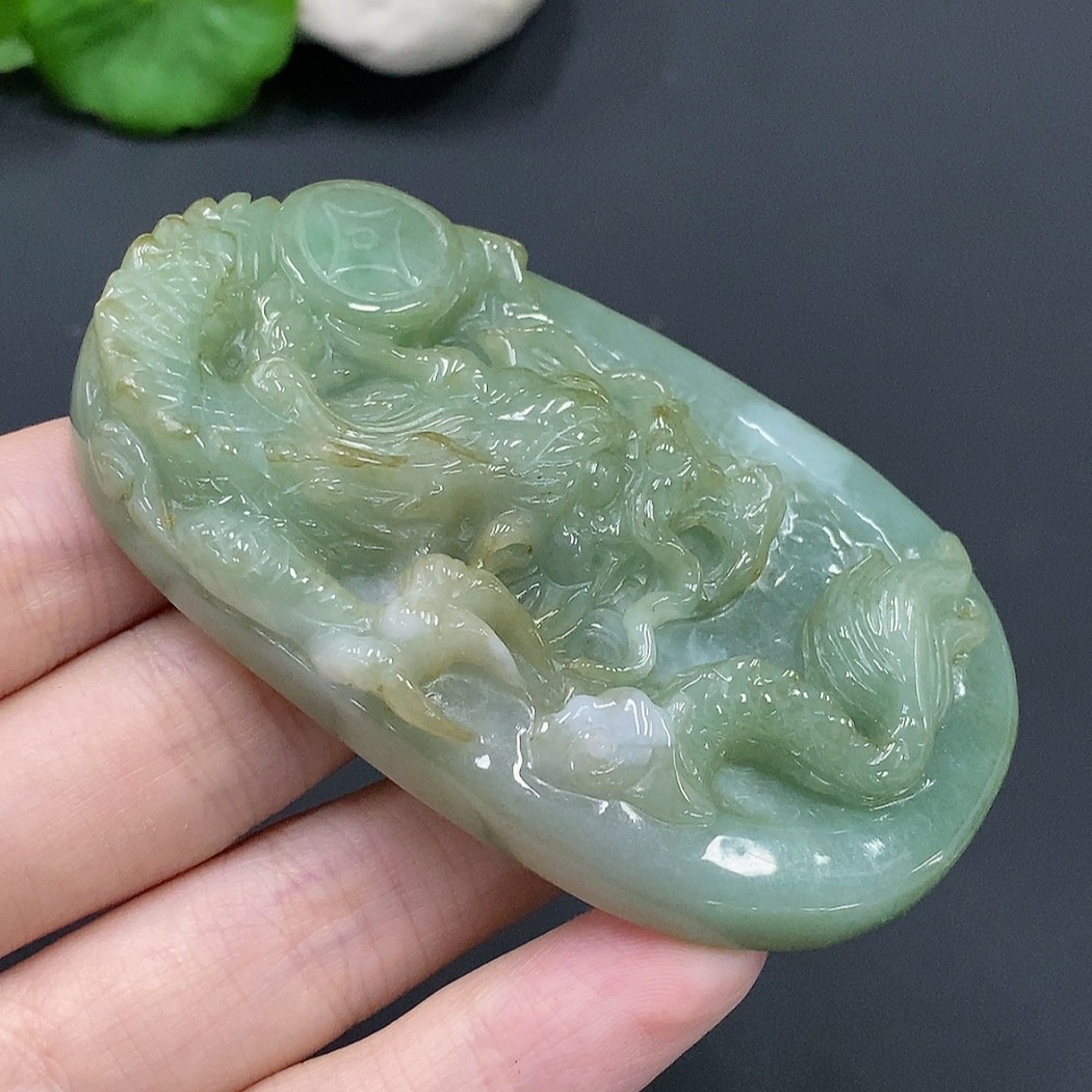 F15697419 JadeiteDragon Soaring Pendant