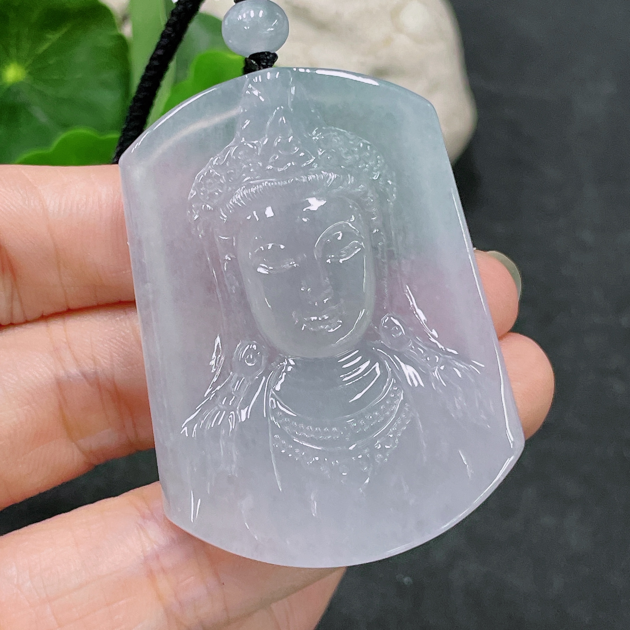 F32811584 Jadeite Pendant Guanyin with Cord Total Weight Approx. 27.84g