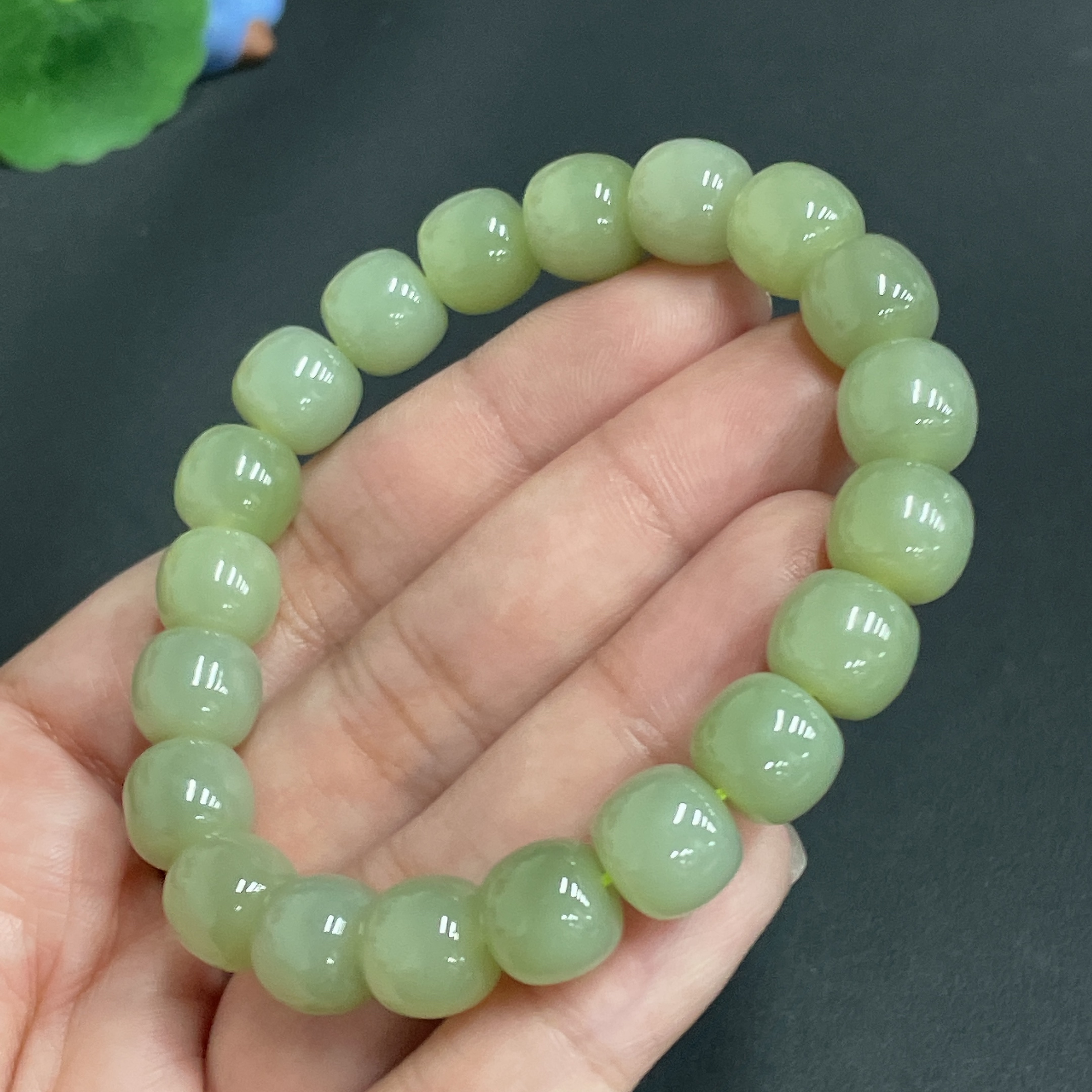 H23649088 Hetian Jade Bracelet, about 10mm, total weight about 33.8g