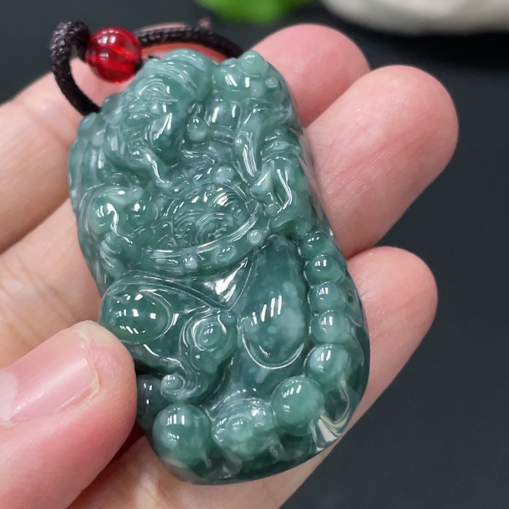 F31669078 Jadeite God of Wealth Pendant Total Weight Approx. 26.58g With Non-Grade A Beads