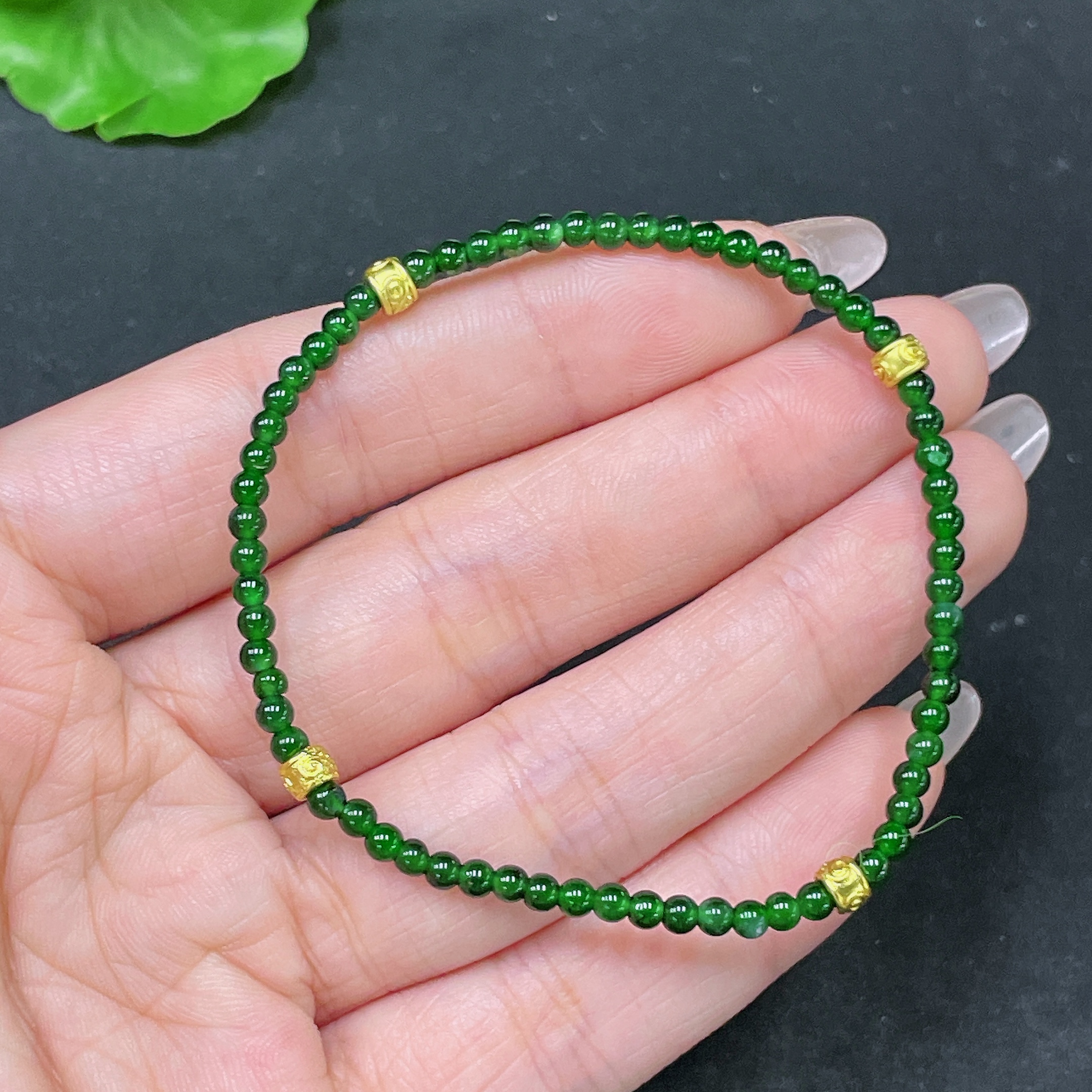 F35105611 Jadeite Bracelet Non-Gold Total Weight Approx. 3.38g Size About 3mm