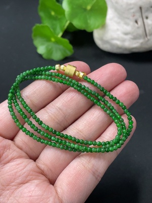 F34018023 Jadeite Bead Necklace Card 2.5mm Approx. Non-Gold Total Weight Approx. 5.74g Including Other Mineral Components
