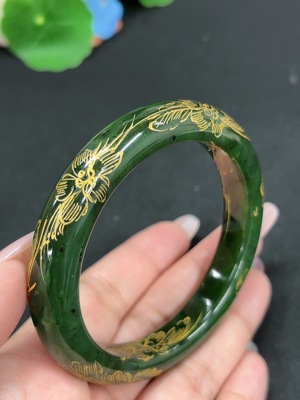 H46587277 和田玉碧玉正圈手镯 圈口58.9 货品总重约61.7g