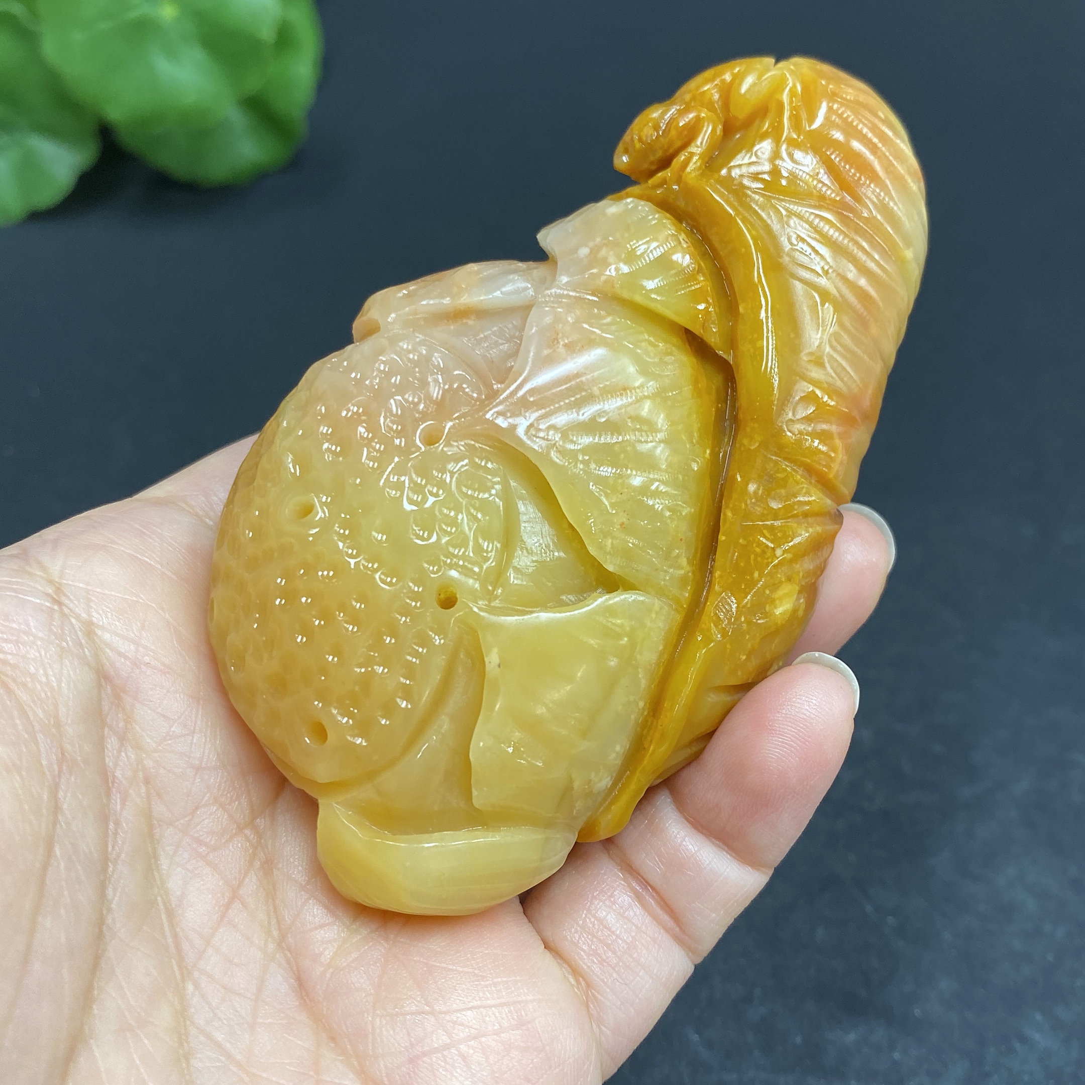 H30505426 Shoushan Stone Handheld Piece  'Flowers Blooming and Wealth Flourishing'  Total Weight Approx. 157.8g