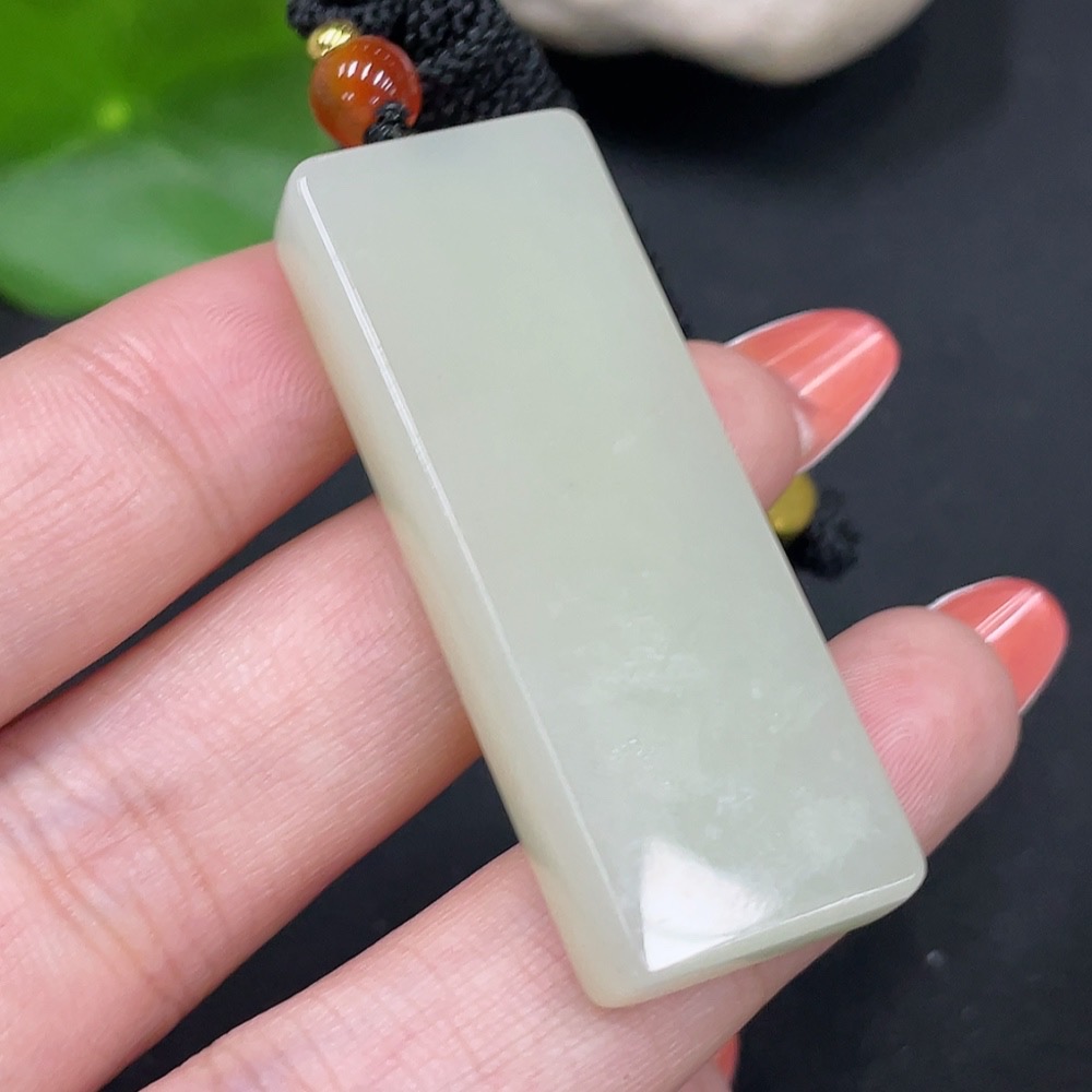 H34062016 Hetian Jade Pendant, Plain Pendant, with Non-Hetian Jade Beads, Total Weight Approximately (Including Cord) 18.6g