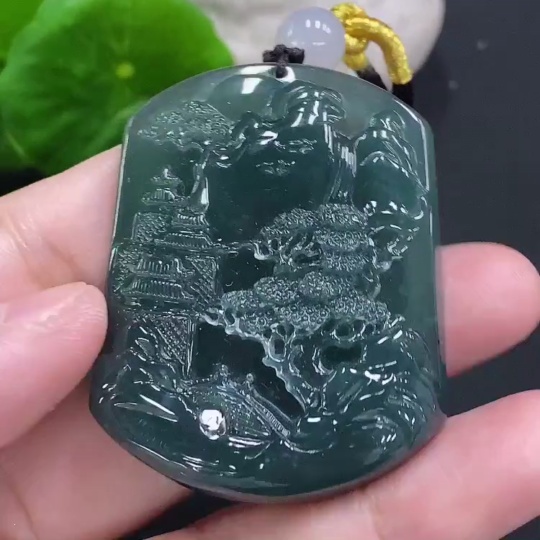F34022006 Jadeite Landscape Pendant Total Weight Approx. 36g (Beads Non-Grade A)