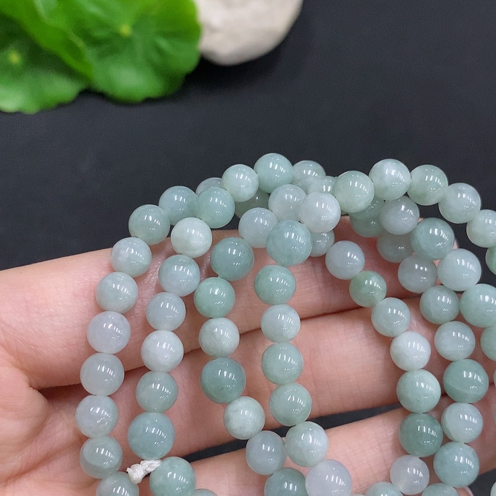 F34969260 Jadeite Bead Necklace Total Weight Approx. 37.3g Size About 5.7mm
