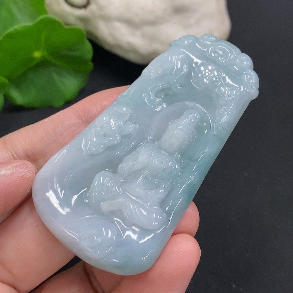 F35106879 Jadeite Guanyin Pendant, Total Weight Approx. 28g