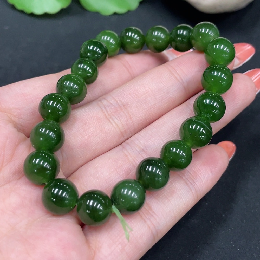 H35085265 Hetian Jade Jasper Bracelet, Approx. 9.3mm, Total Weight Approx. 26.6g