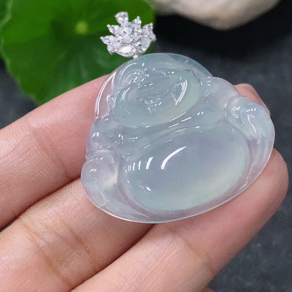 F34010270 Jadeite Pendant Buddha 18k Non-Diamond Total Weight Approx. 8g