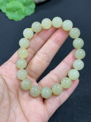 H41905270 和田玉手串    卡9.8mm左右    货品总重约29.5g