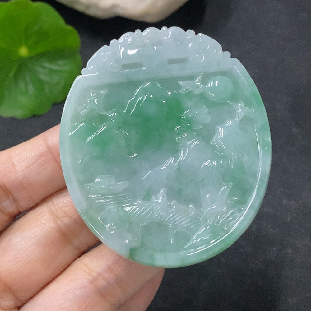 F33888261 Jadeite Landscape Pendant Total Weight Approx. 33.85g