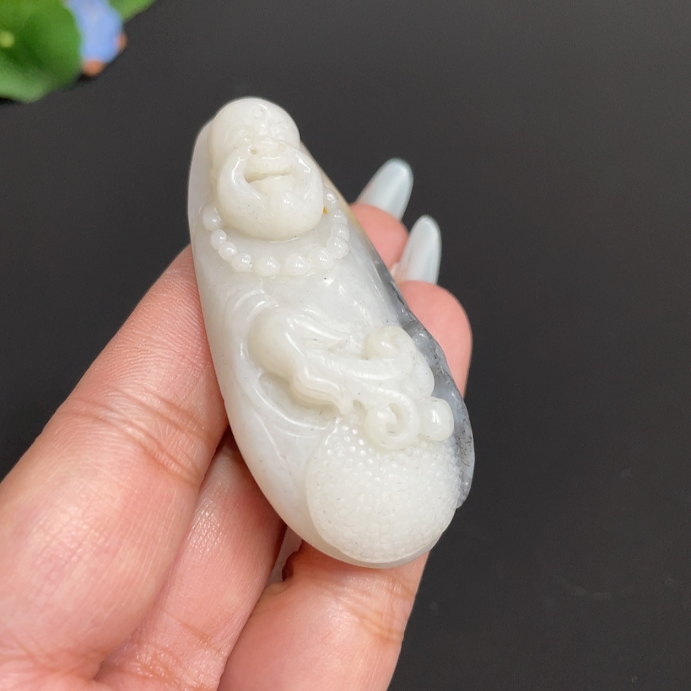 H31598645 Hetian Jade Pendant - Buddha Figure - Undetermined Skin Color Origin - Total Weight Approx. 46.4g