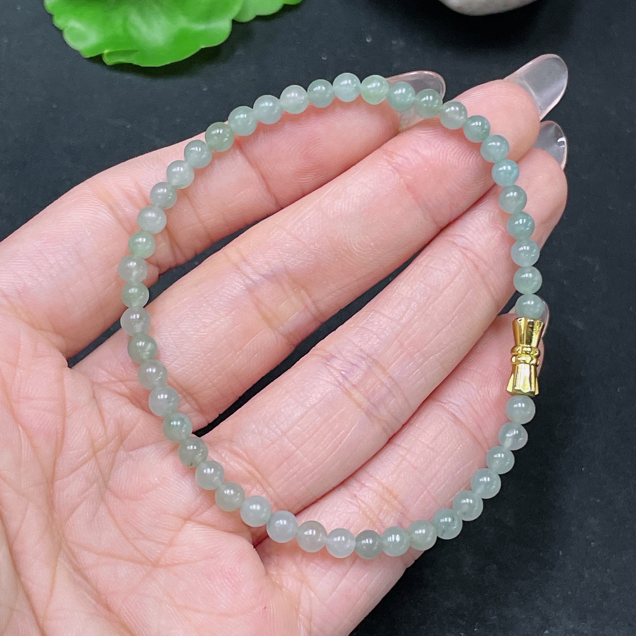 F34064676 Jadeite Bead Necklace Approx. 3.8mm Non-Gold Total Weight Approx. 6.1g