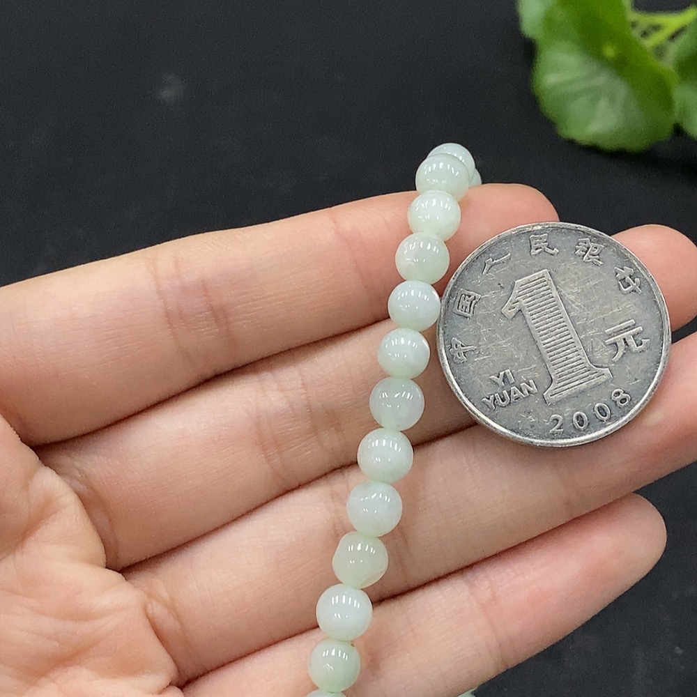 F35090095 Jadeite Bead Necklace Approx. 6mm Total Weight Approx. 38.37g Non-Gold Inlaid