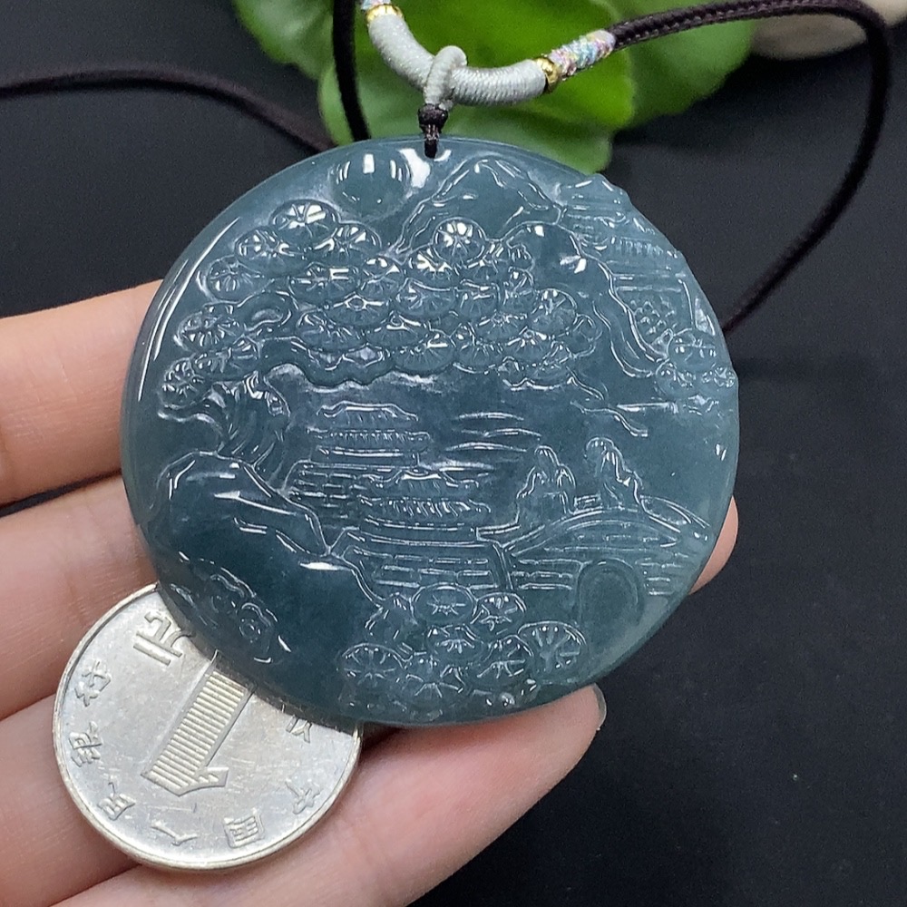 F35114615 Jadeite Landscape Pendant Total Weight Approx. 32.22g