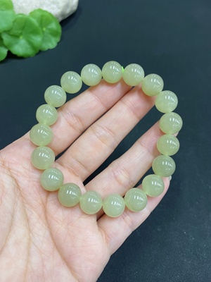 H34014717 Hetian Jade Beaded Bracelet, Approx. 9.9mm, Total Weight Approx. 29.3g