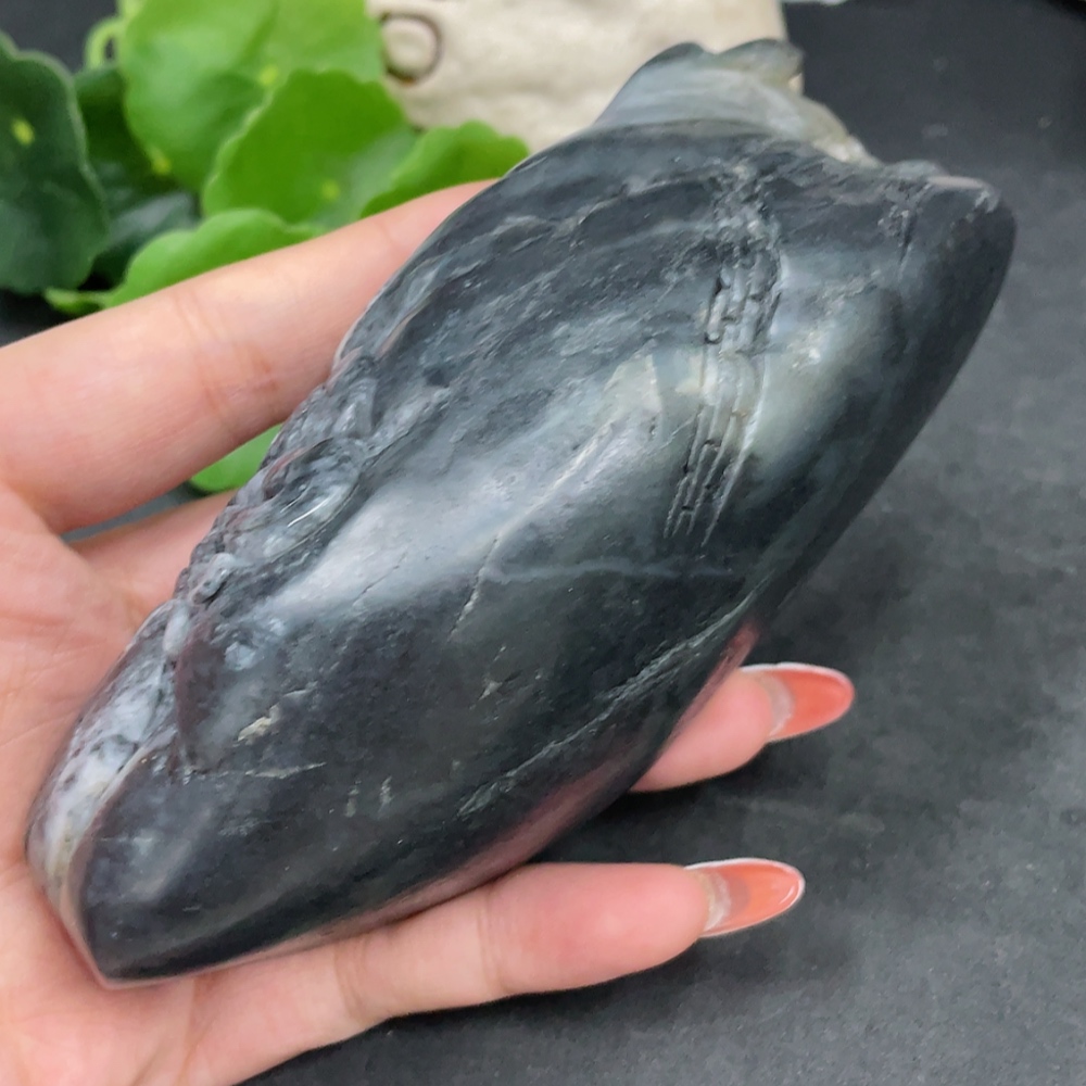 H34016756 Hetian Jade Ornament - Zhong Kui, Total Weight: Approx. 412.8g, Undetermined Skin Color Origin, Contains Other Mineral Components