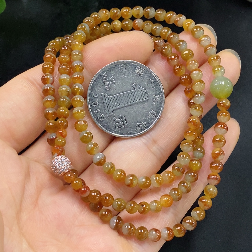 F29363368 Jadeite Beaded Necklace Non-Gold Color Origin Undetermined Total Weight Approx. 17.35g Size Approx. 4.2mm