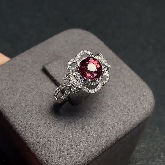 C34041080 Tourmaline Ring Non-Diamond PT950 Total Weight Approx.4.57g Size16.5 Stone6.4*6.3mm