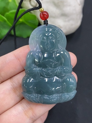 F35127311 Jadeite Guanyin Pendant Total Weight Including Cord Approx. 18.9g (Matching Beads Non-Grade A)
