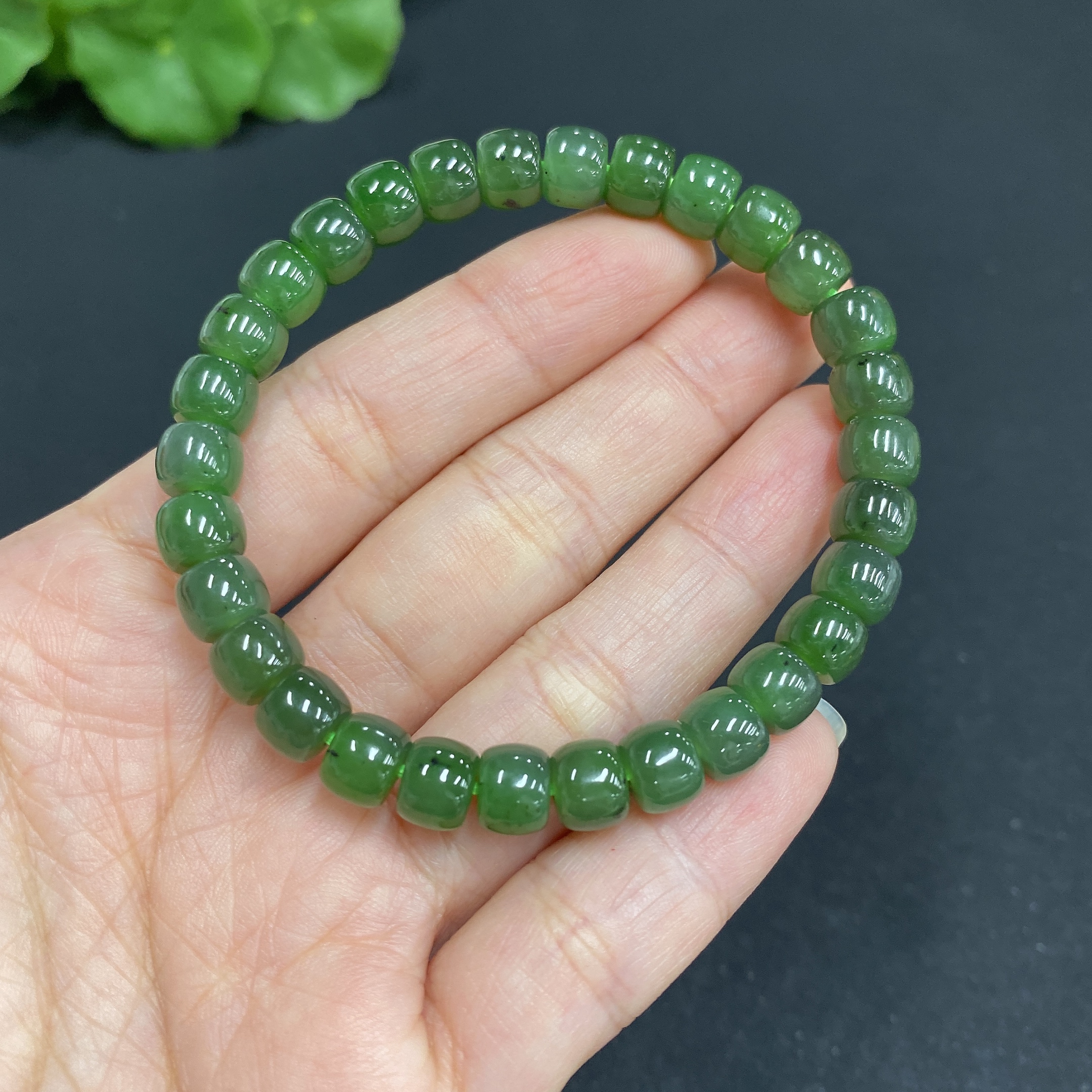 H34987148 Hetian Jade Bracelet, Approx. 6.8mm Beads, Total Weight Approx. 16.1g