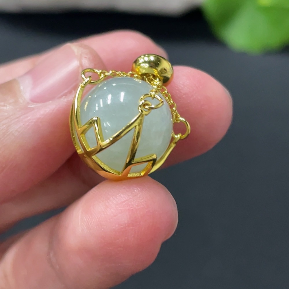 F29330216 Jadeite Bead Setting Approximately 13mm Total Weight About 5.4g Non-Gold Setting