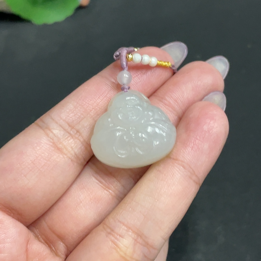 H33881089 Hetian Jade Pendant, Buddha, Total Weight: approx. 11g [with rope]