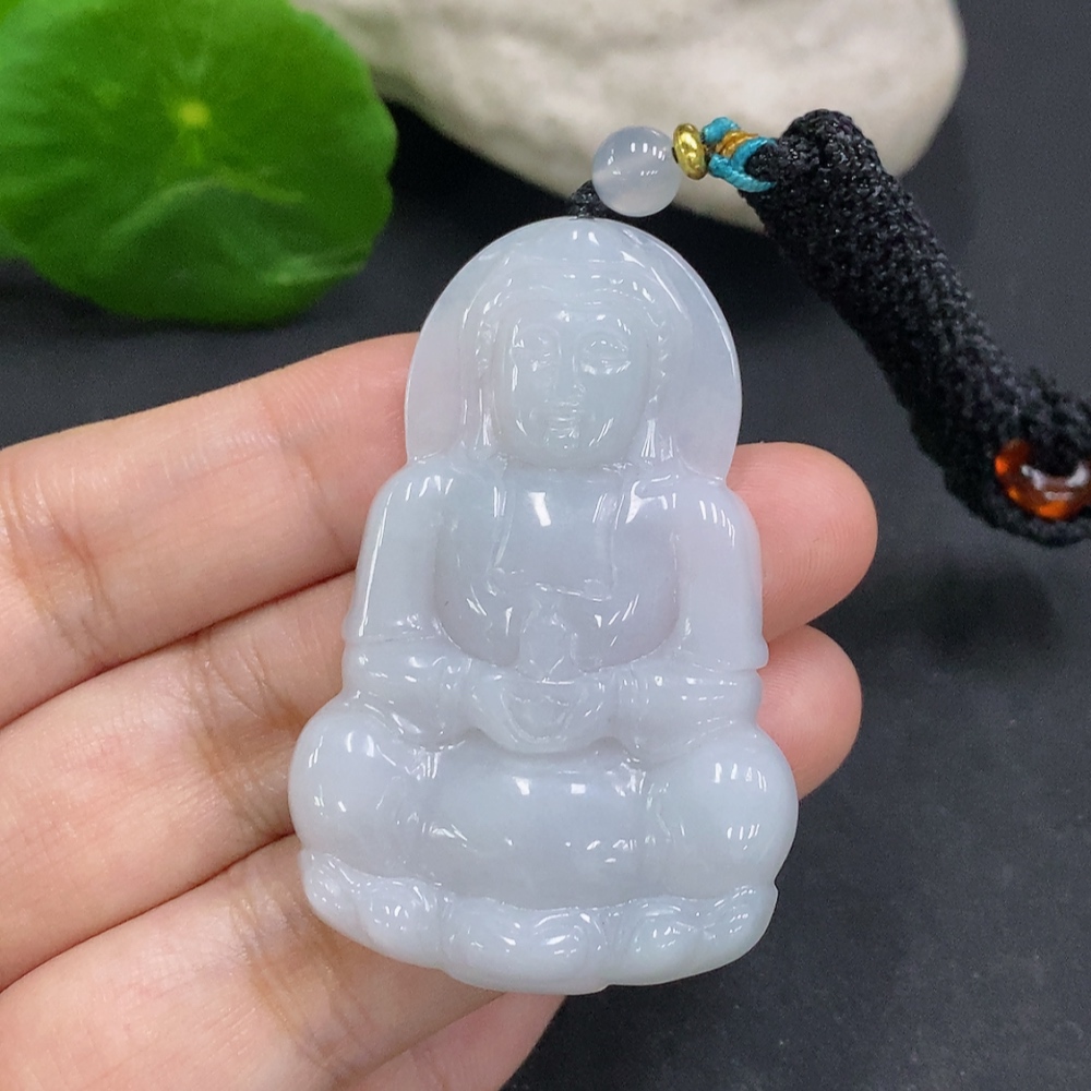 F34022288 Jadeite Guanyin Pendant Total Weight with Cord Approx. 18.3g