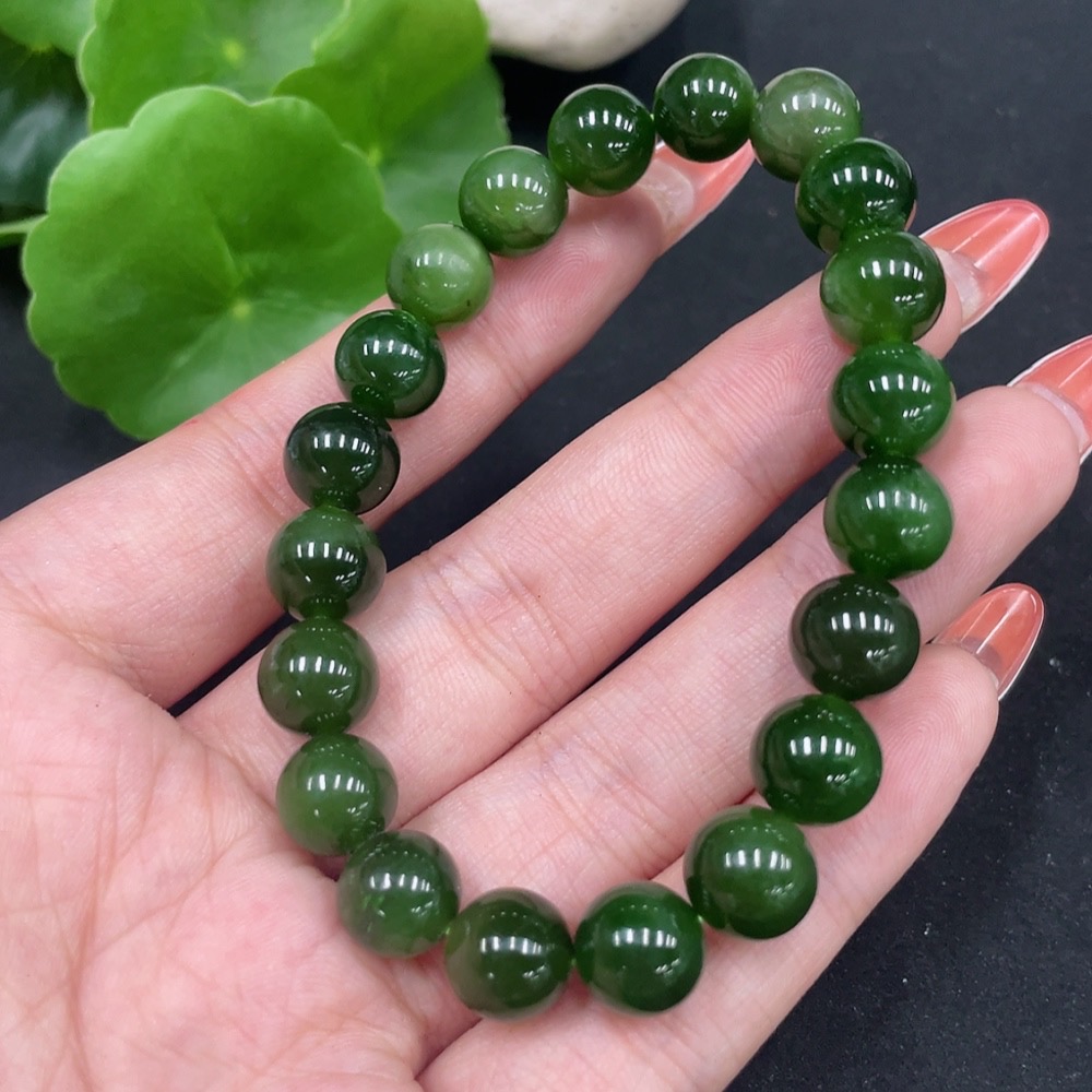 H34062345 Hetian Jade Jasper Bracelet, approx. 9.4mm, total weight approx. 26g