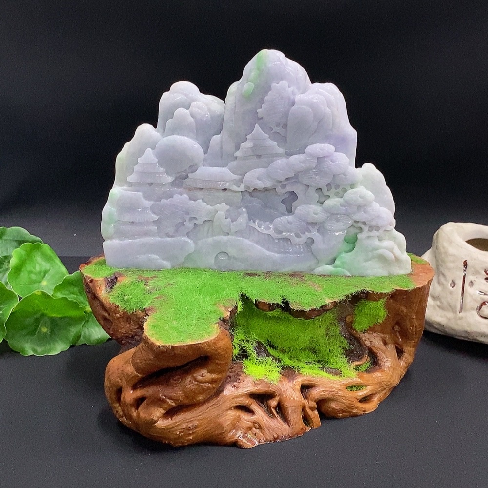 F35125229 Jadeite Landscape Ornament Total Weight Approx. 664.9g (including other mineral components)