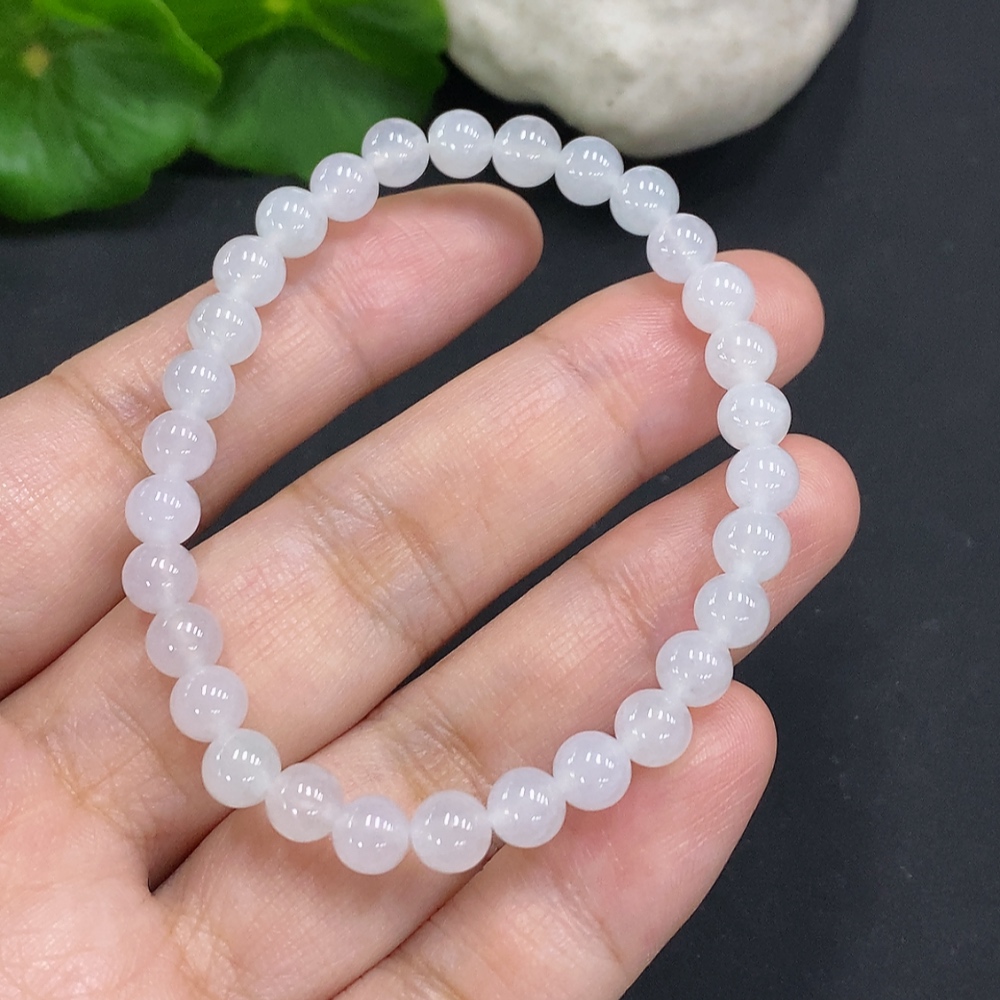 F35127375 Jadeite Bead Necklace Approximately 5.8mm Total Weight About 9.9g