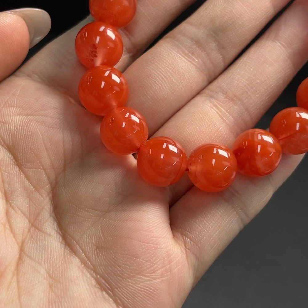 C26032846 South Red Agate Bracelet, Approx. 11.6mm, Total Weight Approx. 36.44g, Visible Organic Matter