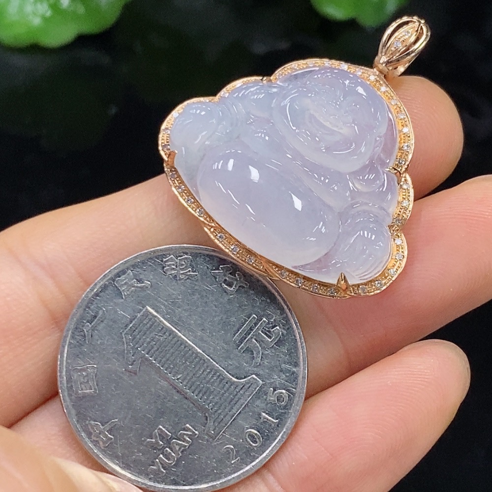 F25923543 Jadeite Buddha Pendant with 18K Gold Setting, Total Weight Approx. 5.83g