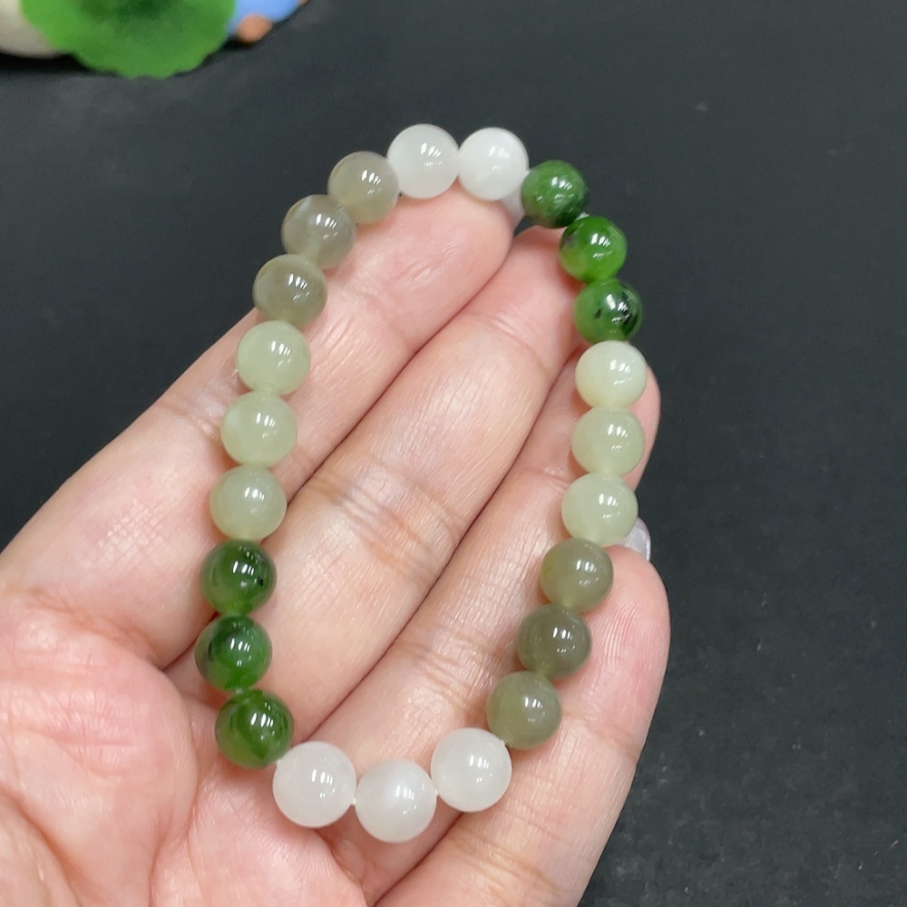 H33846507 Hetian Jade Bracelet Approx. 7.9mm Total Weight About 18g