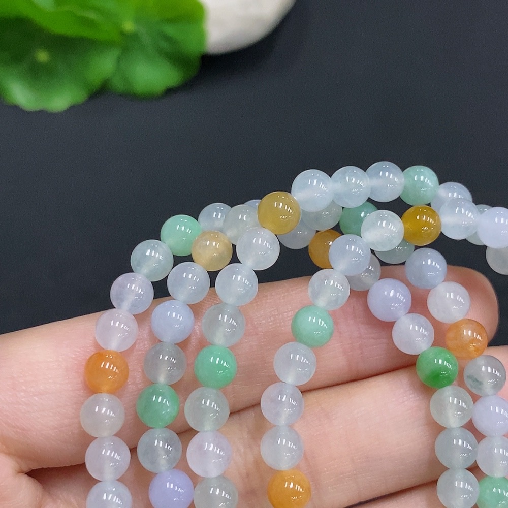 F32808266 Jadeite Bead Necklace Non-Gold Setting Total Weight Approx. 36.7g Size Around 5.2mm Color Origin Undetermined