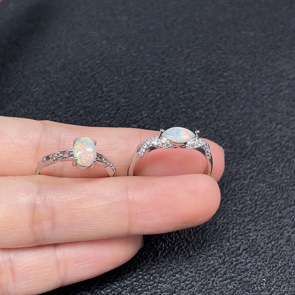C34949587 Opal Ring, Non-Gold, Adjustable, Total Weight Approx. 3.6g, Sell as a Lot