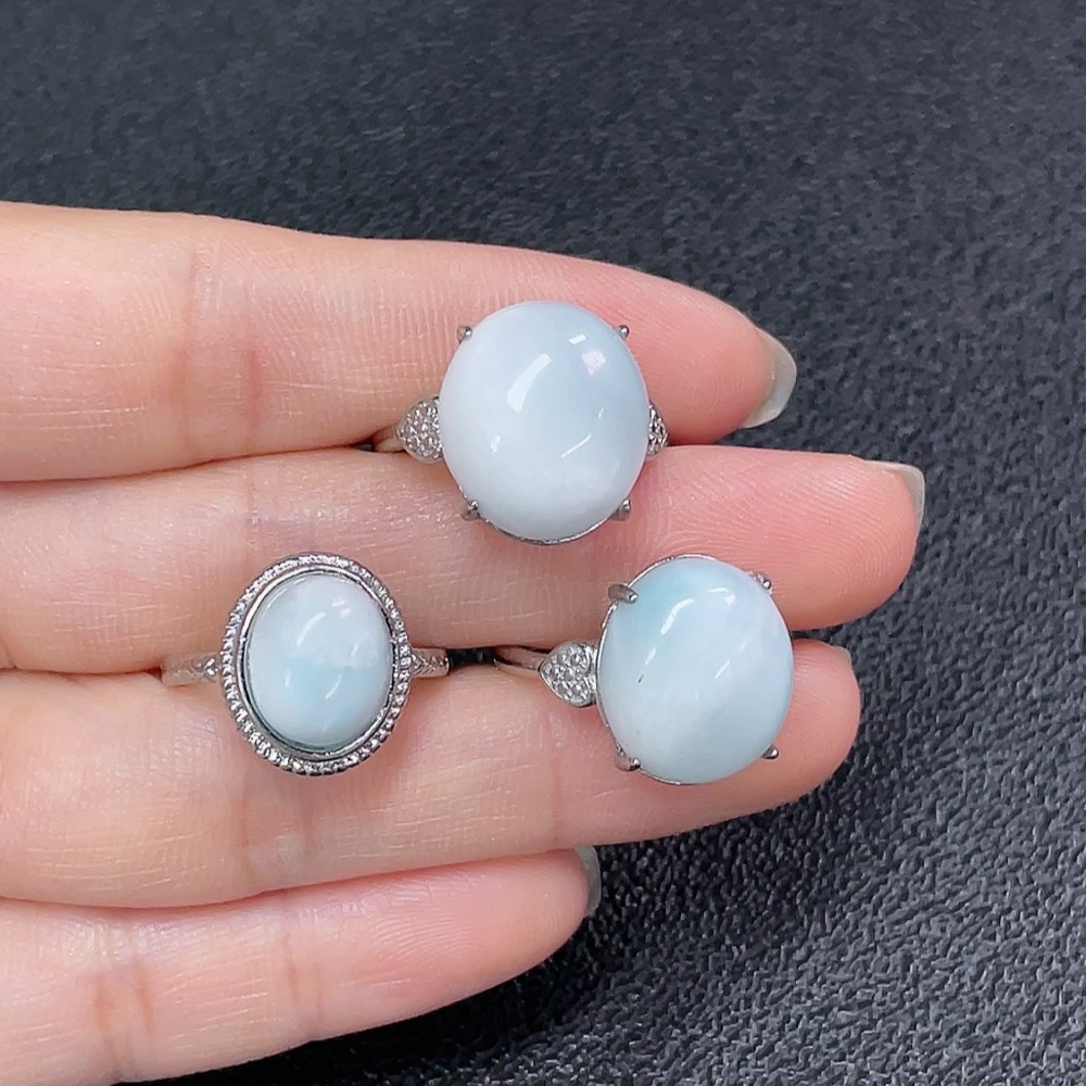 C34950449 Larimar Ring, Non-Gold, Adjustable, Total Weight Approx. 11.54g, Sell as a Lot