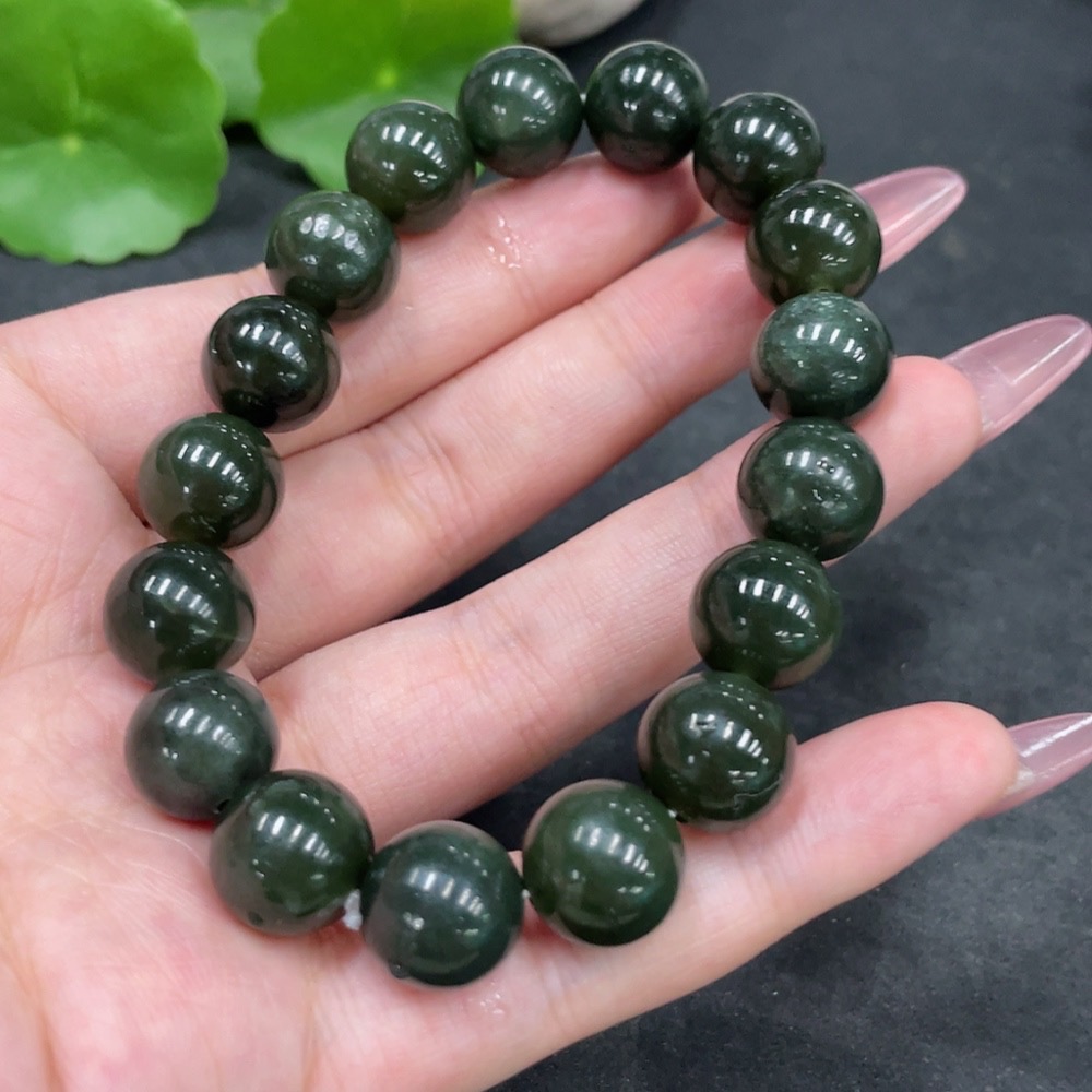 H33897525 Hetian Jade Bracelet Approx.11.6mm Total Weight Approx.44.9g