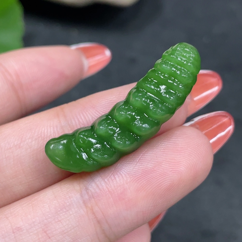 H34961190 Hetian Jade Jasper Pendant Silkworm Larva Total Weight About 3.7g