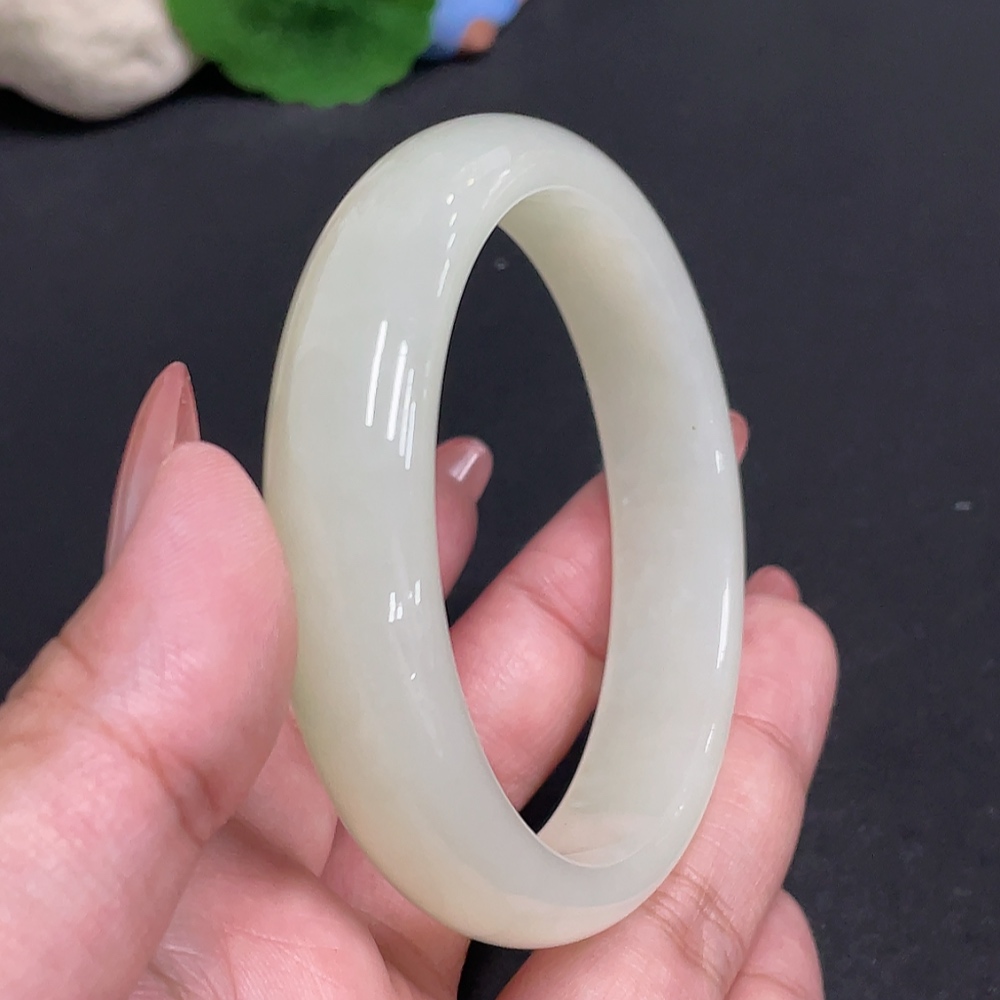 H34011098 Hetian Jade Round Bracelet Size 49 Total Weight Approx. 49g