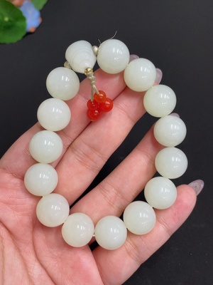 H33881630 Hetian Jade Bracelet, Approx. 13.7mm, Total Weight Approx. 63.8g, Contains Other Mineral Components, Beads Not Hetian Jade