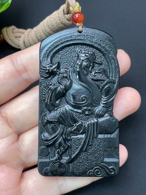 H46526973 和田玉关公挂件 总重约70.82g 含绳