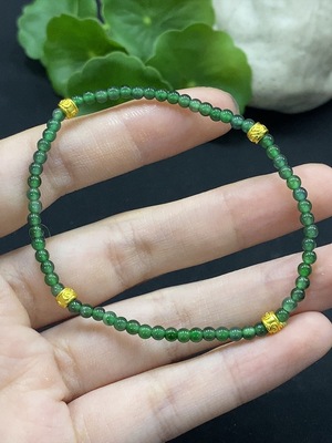 F34996627 Jadeite Beaded Bracelet Approx. 3mm Beads Non-Gold-Inlaid Total Weight Approx. 3.5g