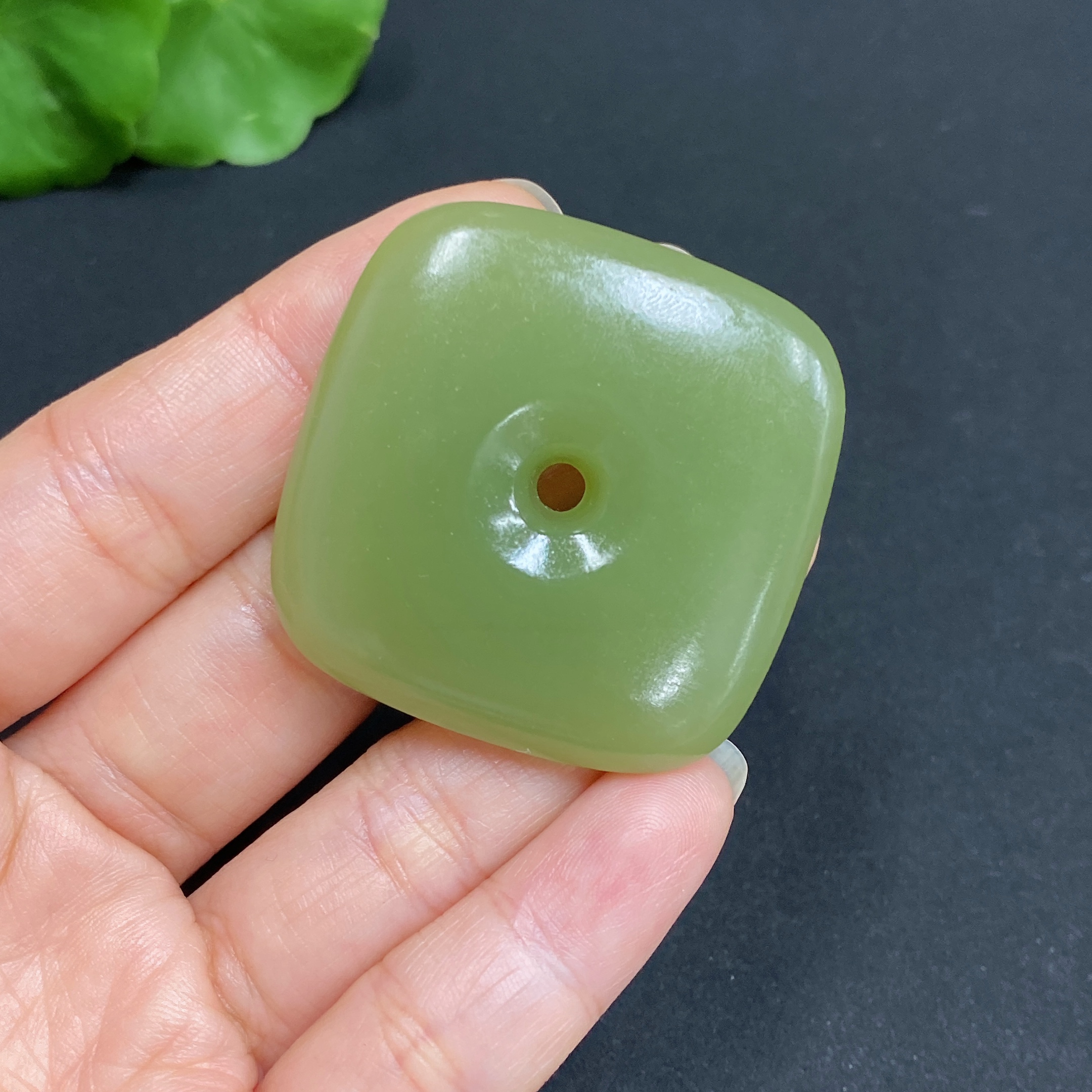 H31602500 Hetian Jade Pendant Square Buckle Total Weight Approx.25.1g