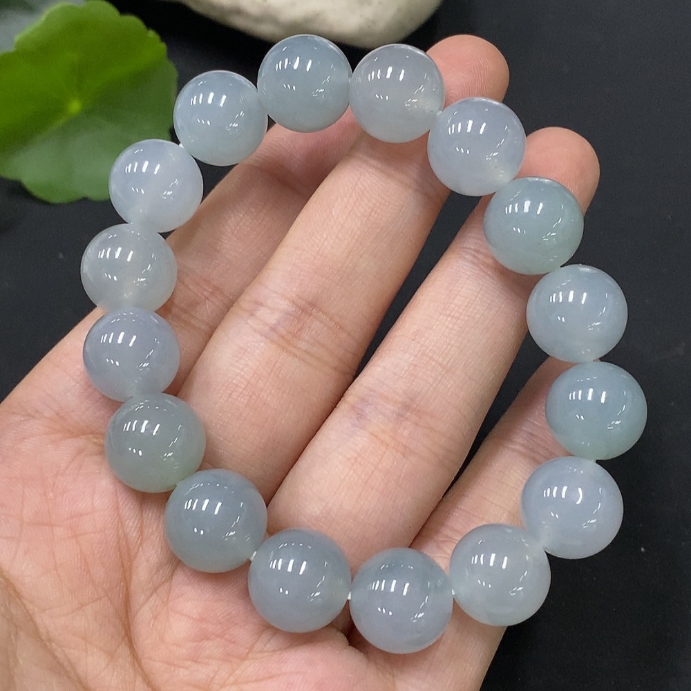F27179521 Jadeite Beads Bracelet, Approx. 12.3mm, Total Weight Approx. 51.62g