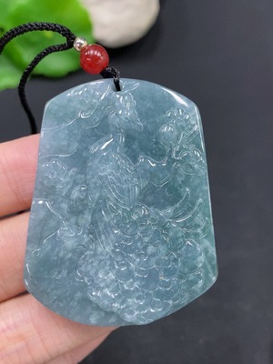 F29393496 Jadeite Phoenix and Peony Pendant