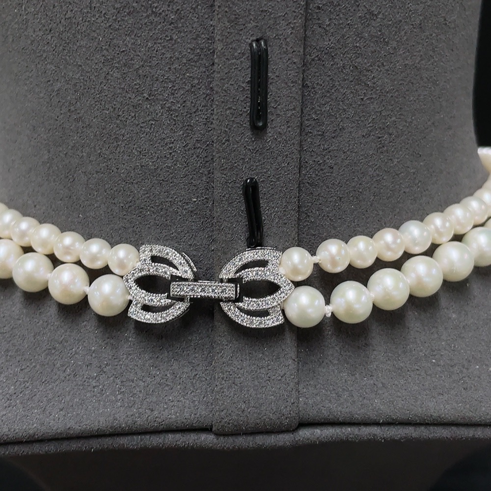 C33923456 Pearl bead necklace non-gold total weight approx. 44.38g size 4.9-7.1mm
