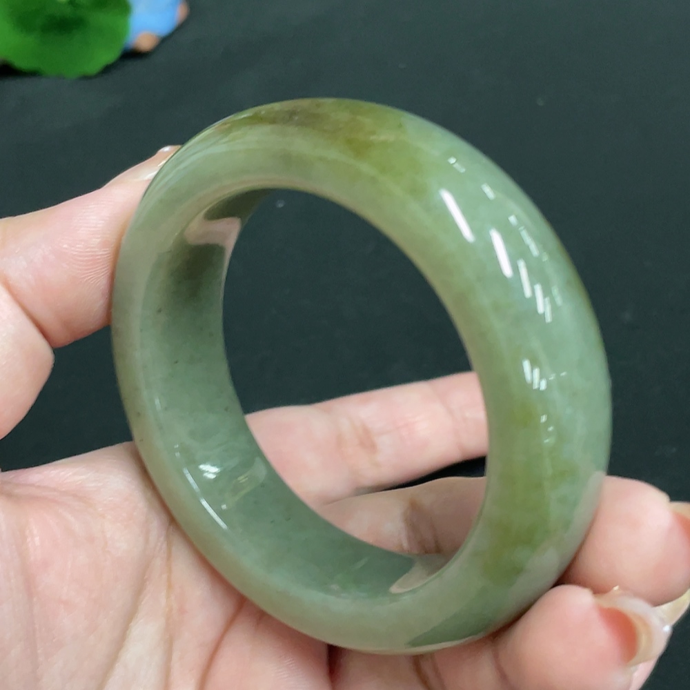H32804672 Hetian Jade Round Bracelet, Size 53.6, Total Weight Approx. 88.4g